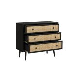 Cómoda de 3 Cajones con Patas de Madera