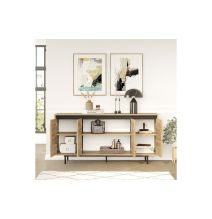 Aparador Moderno Color Cambria-Wenge con 4 Puertas - 160x44.5x75.5 cm - Amplio Almacenamiento para Salón