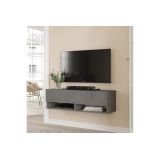 Mueble Mesa TV Moderno con 1 Puerta y Estantes en Melamina Color Gris, gris antracita