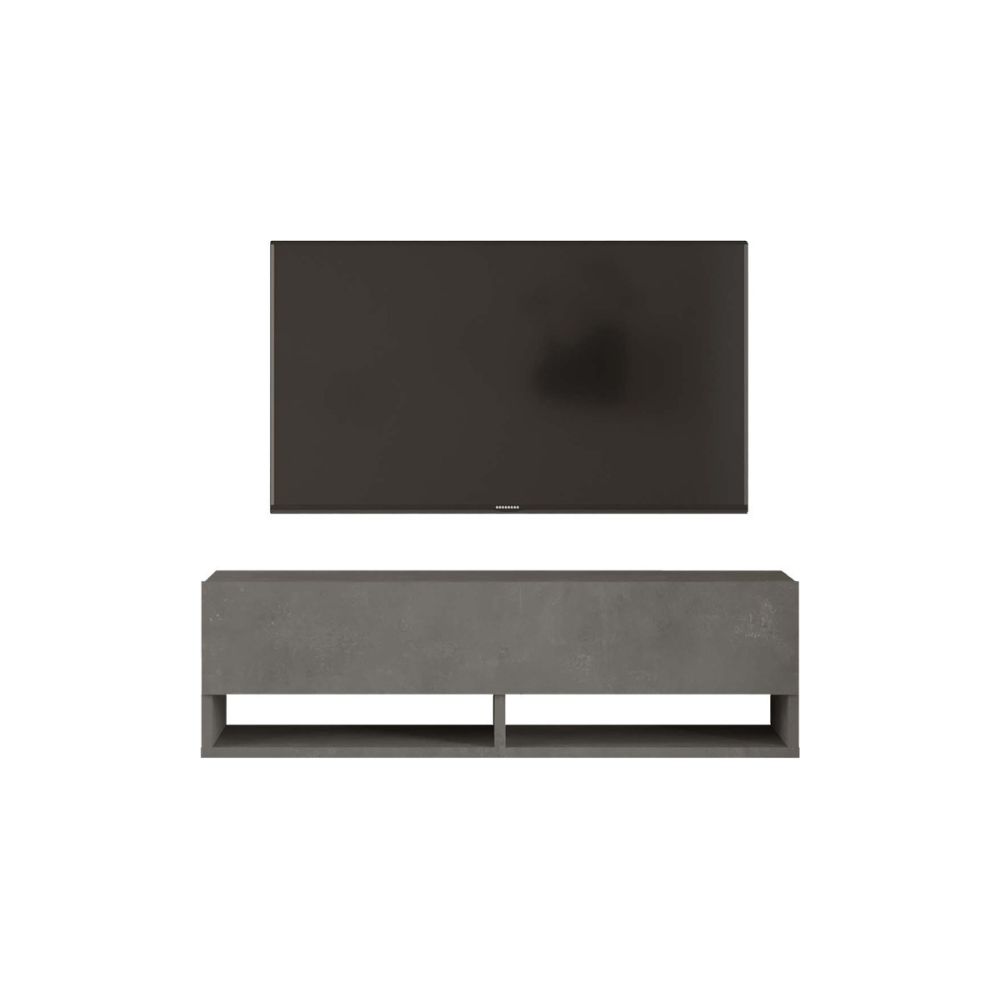 Mueble Mesa TV Moderno con 1 Puerta y Estantes en Melamina Color Gris, gris antracita