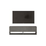 Mueble Mesa TV Moderno con 1 Puerta y Estantes en Melamina Color Gris, gris antracita