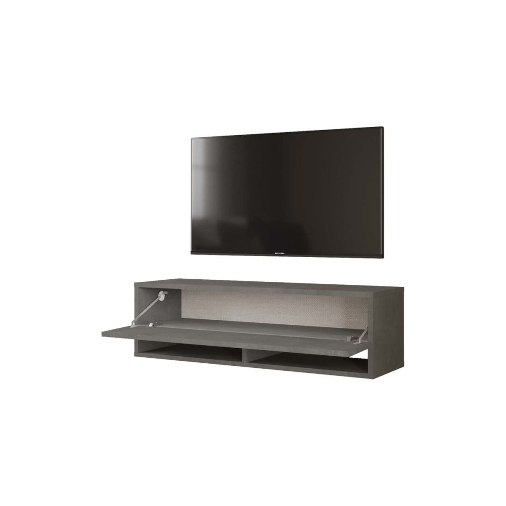 Mueble Mesa TV Moderno con 1 Puerta y Estantes en Melamina Color Gris, gris antracita