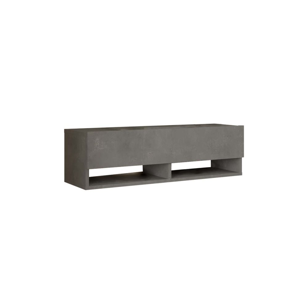 Mueble Mesa TV Moderno con 1 Puerta y Estantes en Melamina Color Gris, gris antracita