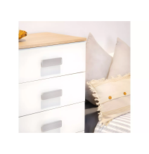 Meyvaser -Sinfonier 5 Cajones, Cómoda, Acabado en Roble y Blanco, Medidas: 60 cm (An) x 108,5 cm (Al) x 38 cm de (Fon)