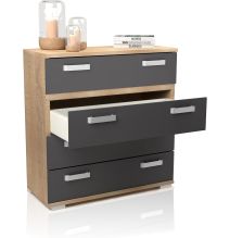 Cómoda 4 Cajones, Color Cambria y Grafito, Medidas: 89 cm (Largo) x 89,6 cm (Alto) x 39,6 cm de (Fondo) Meyvaser
