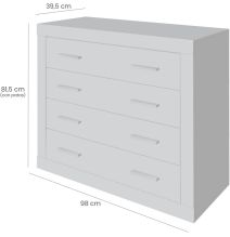 Meyvaser - Cómoda con 4 Cajones, Sinfonier, Color Madera, Medidas: 60 cm (An) x 81.5 cm (Al) x 39.5 cm (Fo)