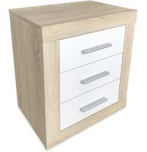 BricoExpo - Pack Cabecero de 160 x 120 cm + 2 Mesitas de Noche |Color Cambria y Blanco (para Cama de 135-140 o 160)