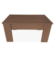 Mesa de Centro Elevable, Mesita de Salón, Acabado en Color nogal, Medidas: 90 cm (Ancho) x 50 cm (Fondo) x 46-57 cm (Alto)