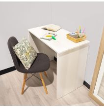 Mesa de Escritorio, Acabada en Blanco, Mesa para Pc con balda interior, Medidas: 90 cm (Ancho) x 49,5 cm (Fondo) x 77 cm (Alto)