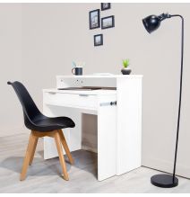 Mesa Escritorio Extensible, Consola Extensible,Color Blanco, Medidas: 90 cm (Largo) x 33-63,4 cm (Ancho) x 87,5 cm (Alto)