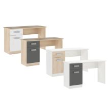 Mesa de Estudio, Escritorio con 2 Cajones, Mesa de Ordenador, Acabado en Color Blanco y Cambrian 70.8 x 120 x 49.8 cm