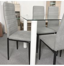 Pack de 6 Sillas Tapizadas para Comedor/Salón – Marengo y Patas Negras en Aluminio, Dimensiones: 40 cm x 42 cm x 96 Cm