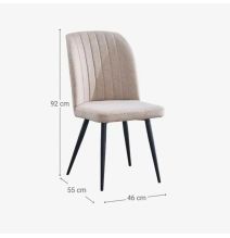 Pack de 4 Sillas Modernas para Comedor– Tapizado en Color Beig con Patas Metálicas Negras, Medidas: 46 cm x 55 cm x 92 cm