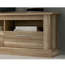 Mueble TV,Mesa de televisión 3 Puertas y 3 Estantes, Acabado en Color Cañón, Patas de Madera,180 cm Lar x 56,6 cm Al x 41,8