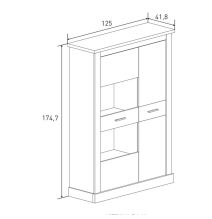 Mueble de Comedor, Mueble Salón, Acabado en Blanco y Cambria, Medidas: 305 cm (Ancho) x 174,7 cm (Alto) x 41,8 cm (Fondo)