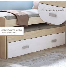 Cama Nido Juvenil Doble con Cajones de Almacenaje – Puccini Andersen, 198.4 cm Largo x 98 cm Ancho x 72 cm Alto