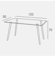 Mesa de Comedor Fija - Cristal Templado y Patas Metálicas con Acabado Madera | 120x80X76 cm