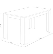 Mesa de Comedor, Mesa de Salón Fija, Color Trufa y Cañon, Medidas: 140 cm (Largo) x 80 cm (Ancho) x 75 cm (Alto)