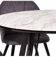 Mesa de Comedor Fija Redonda | Imitación Mármol con Pata Metálica | Diámetro 120 cm x Alto 75 cm