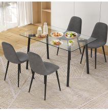 Mesa de Cristal Fija para Comedor - Patas Negras de Metal | Alta Calidad y Estilo Versátil | 140x80 x 75 cm