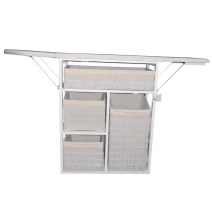 Mueble de plancha Lisboa color blanco con 4 cajones de almacenamiento y ruedas