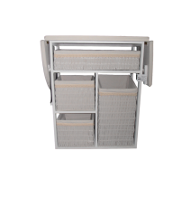 Mueble de plancha Lisboa color blanco con 4 cajones de almacenamiento y ruedas