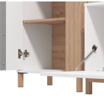 Composición de Salón en Roble Artisan y Blanco con Tiradores y Patas en Color Roble- Medidas 263x40x170 cm