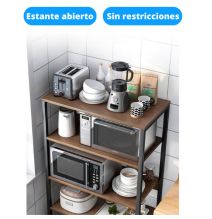 Estantería de Cocina Con Marco de Metal Negro, Estante Industrial para microondas 60x30x126 Cm Color Madera y Negro