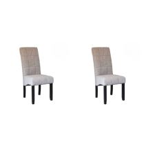 Pack de 2 Sillas Tapizadas en Tela Gris con Patas Negras, Acolchado Cuadrado en Respaldo y Asiento, Medidas 47x62x106.5 cm