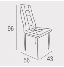 Pack de 4 Sillas Tapizadas en Tela Polipiel Blanca con Costuras Acolchadas, Patas Metálicas en Color Negro, Medidas 43x56x96 cm