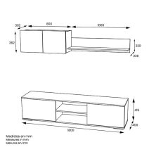 Mueble Salón Comedor 2 Módulos y 1 Estantería con puertas Color Blanco Y roble Estilo Moderno 180x80x40 Cm