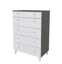 Cómoda con 5 Cajones, para Dormitorio, Acabado en Color Blanco, Medidas: 80 cm (Ancho) x 114,6 cm (Alto) x 48 cm (Fondo)