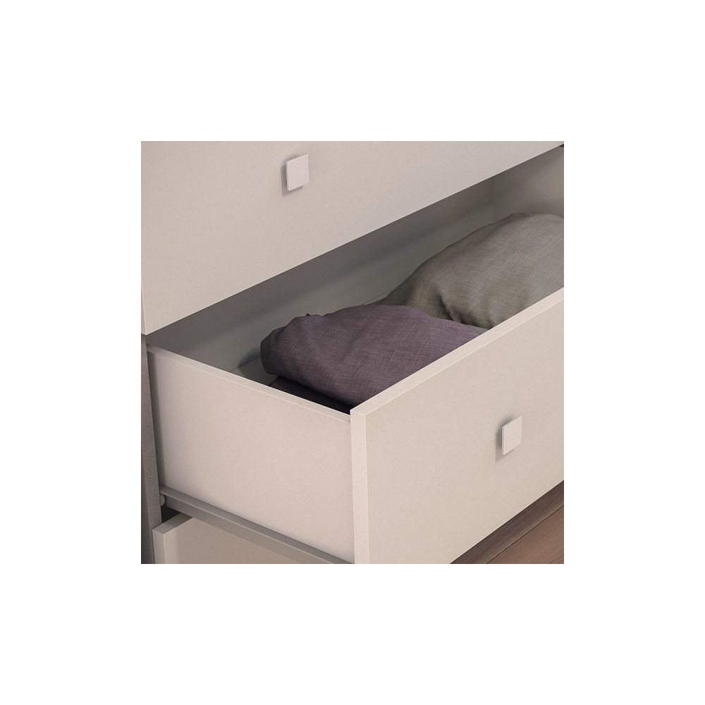 Cómoda con 3 Cajones, para Dormitorio, Acabado en Color Cemento Blanco