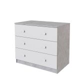 Cómoda con 3 Cajones, para Dormitorio, Acabado en Color Cemento Blanco