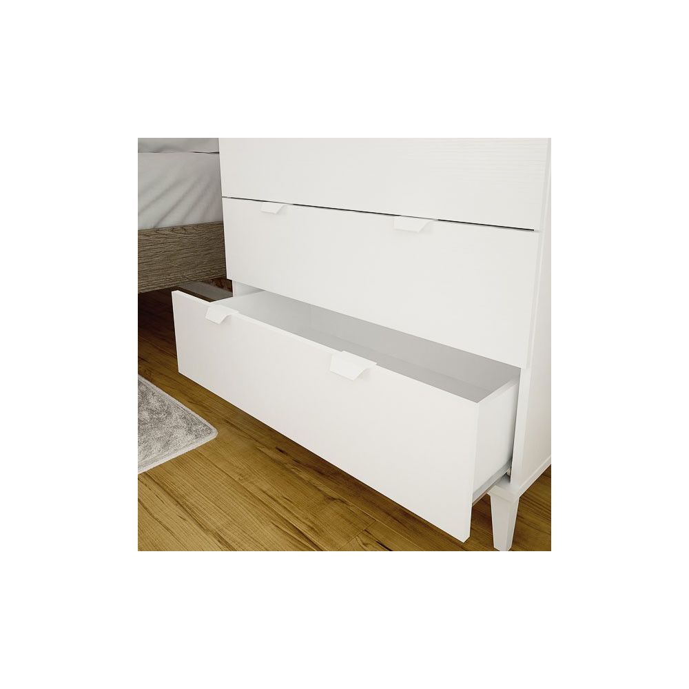 Cómoda con 4 Cajones, para Dormitorio, Acabado en Color Blanco, 80x98x48 cm