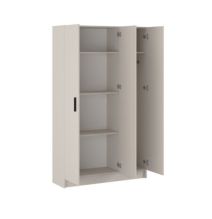 Mueble multiusos Armario auxiliar Color Beige – 3 Puertas, 4 Baldas y Espacio para Escoba Madera, Dimensiones 108x180x35 cm