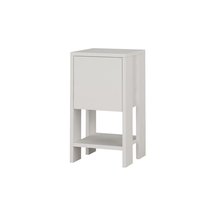 Mesilla de Noche Color Blanco 1 Cajón, Puerta Abatible 30x30x55cm - Estilo Moderno