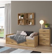 Cama Nido con 1 Cajón de Almacenaje – Mauvella y Negro, 202,6 cm Largo x 98 cm Ancho x 58 cm Alto, Alta Resistencia.