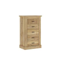 Pack de Muebles de Dormitorio Habitación Infantil con Cabecero, 1 Mesita de Noche 3 Cajones y Sinfonier en Color Mauvella Rayas